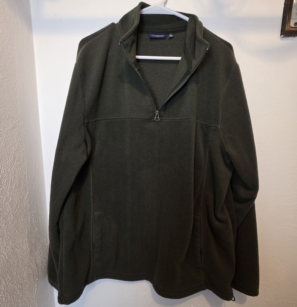 Croft & Barrow Men's Green Fleece 1/4 Zip Mock Neck Pullover w/ Pockets L